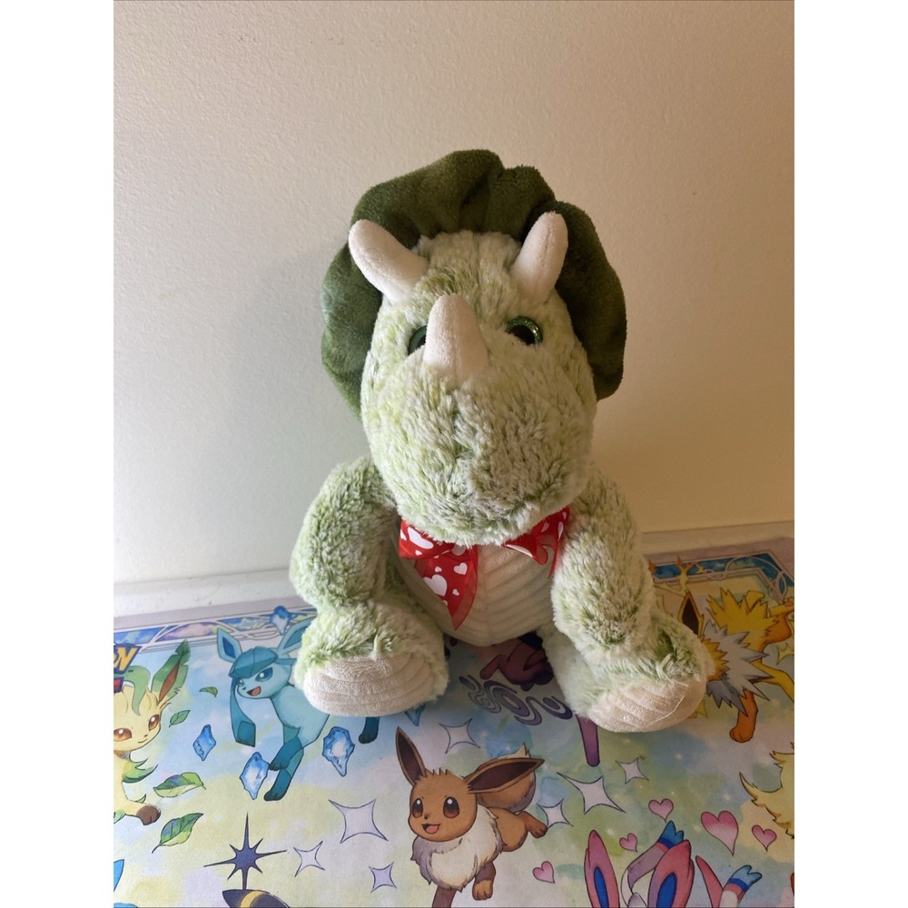 Green Triceratops Dinosaur 12 Inch Plush Stuffed Animal Retired No Sound